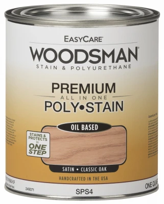 Woodsman Stain & Polyurethane, Oil-Base Satin Classic Oak, Qt.