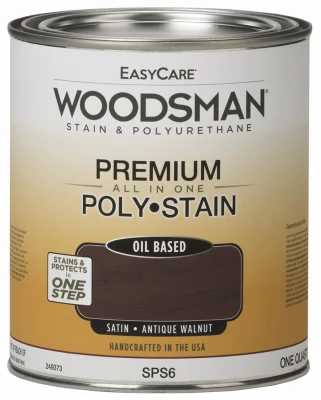 Woodsman Stain & Polyurethane, Oil-Base Satin Antique Walnut, Qt.