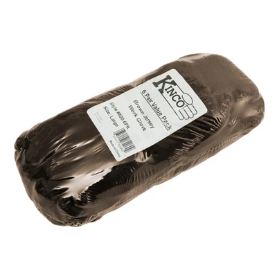 Poly/Cotton Jersey Gloves, Brown, Men's XL, 6-Pk.