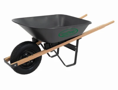Wheelbarrow, Medium-Duty 22-Gauge Steel, Wood Handles, 5-Cu. Ft.