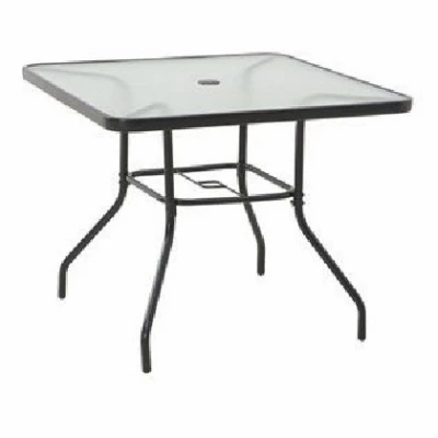 Sunny Isles Table, Black Steel, Glass Top, 35 In.