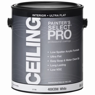 Pro 400 Latex Ceiling Paint, Brite White Flat, 1 Gallon
