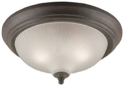 6945000 Saddle Bronze 2-light Flush Mount Ceiling Fixture With Antique Amber Glass