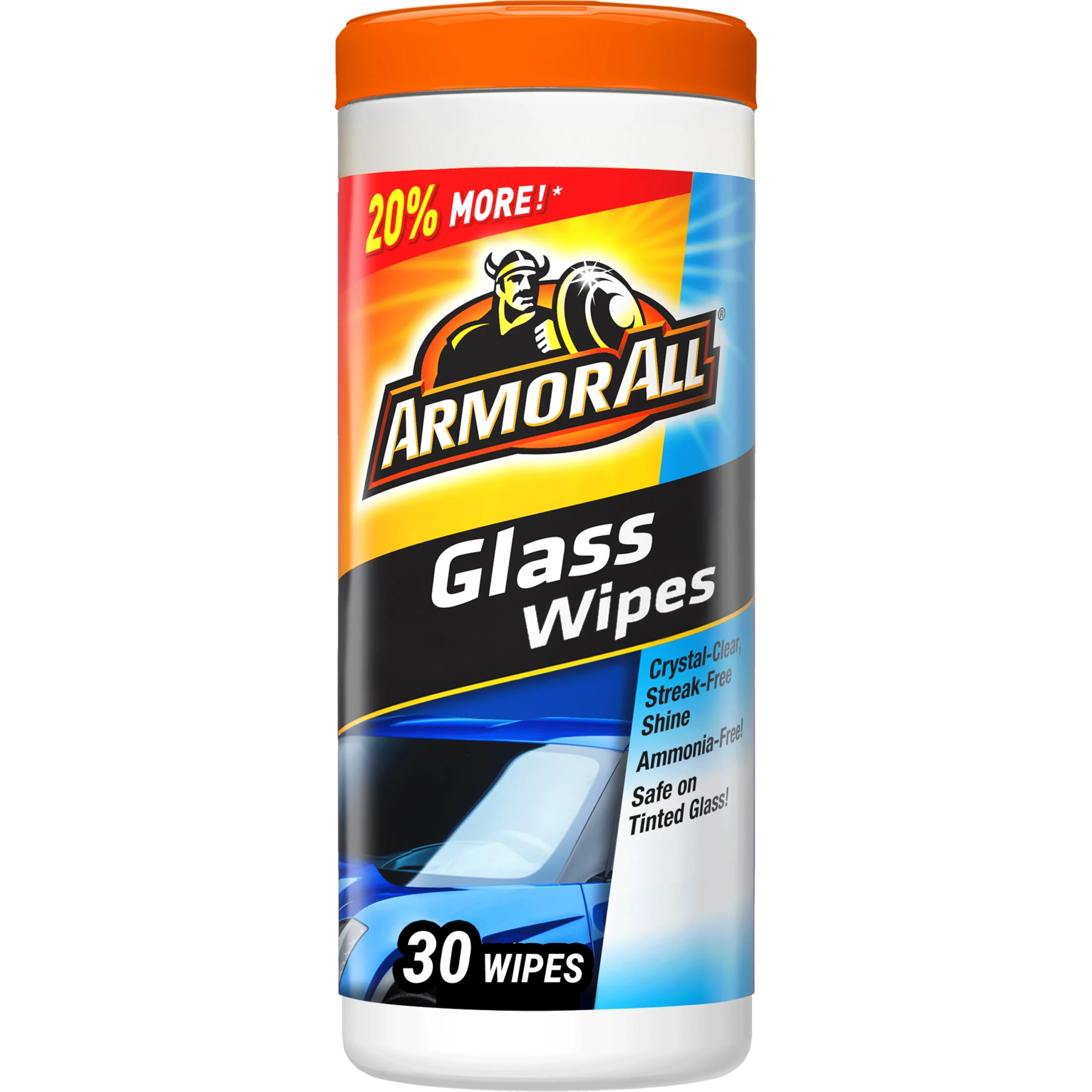 Ammonia-Free Automotive Glass Wipes, 30 Count