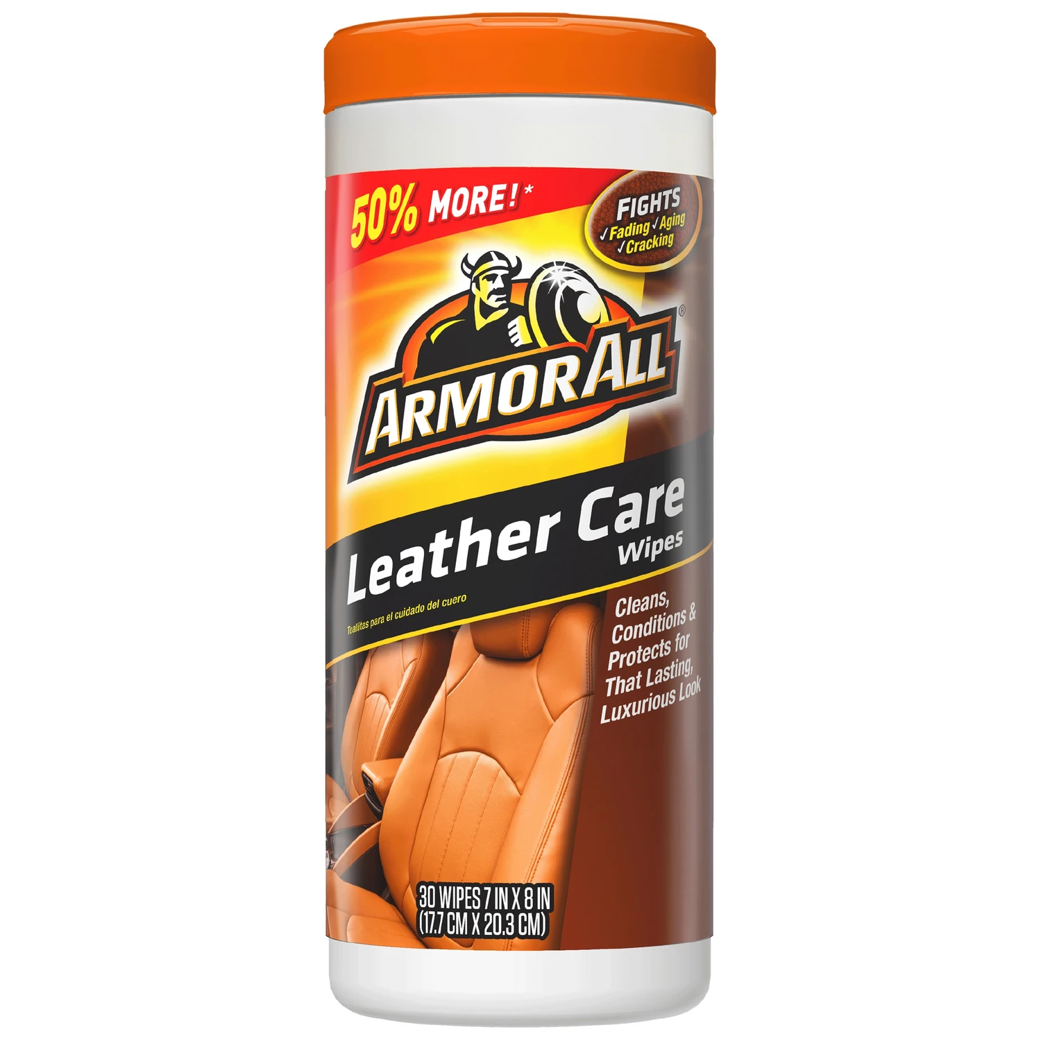 Leather Care Automotive Wipes, 30 Count