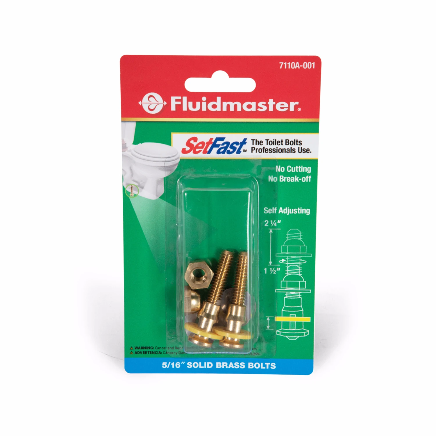 Set Fast Toilet Bolts, Self Adjusting, 2-Pk.