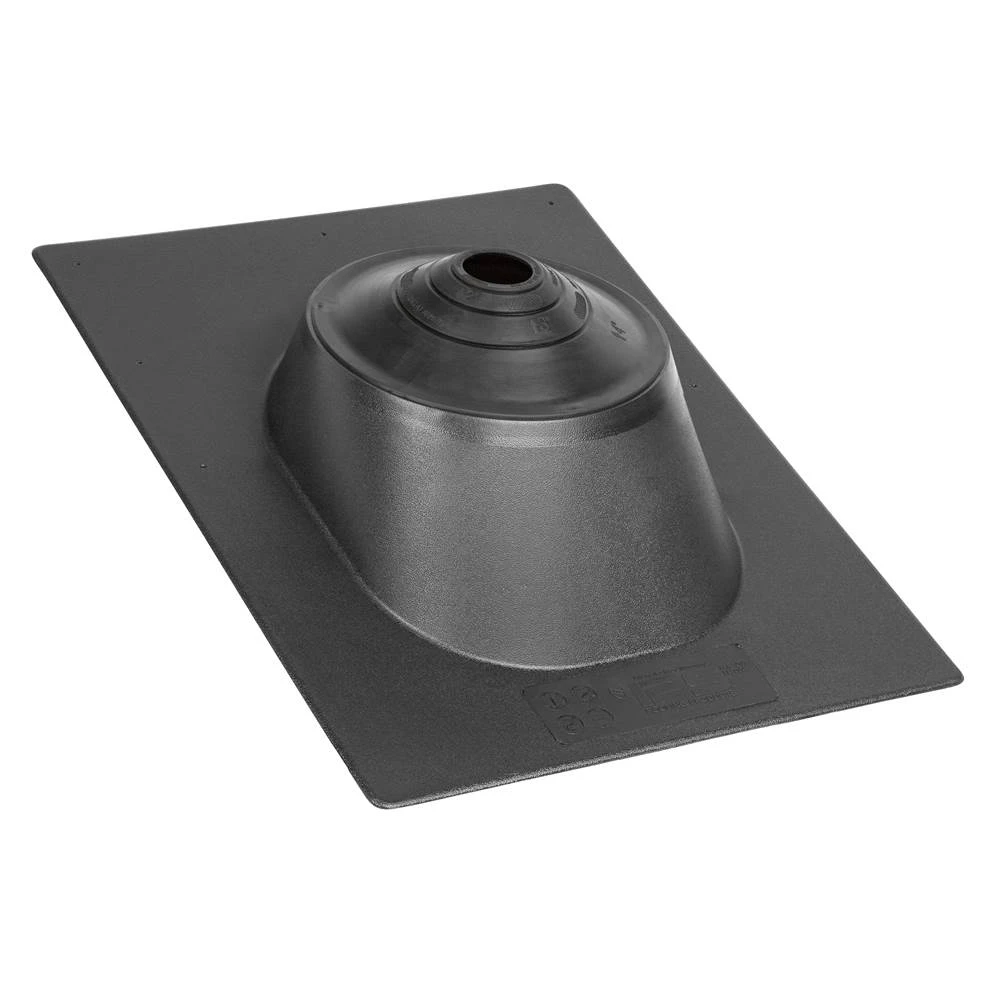 Hard Plastic Base Roof Flashing, Fits 1-1/4 to 4-In. Pipe