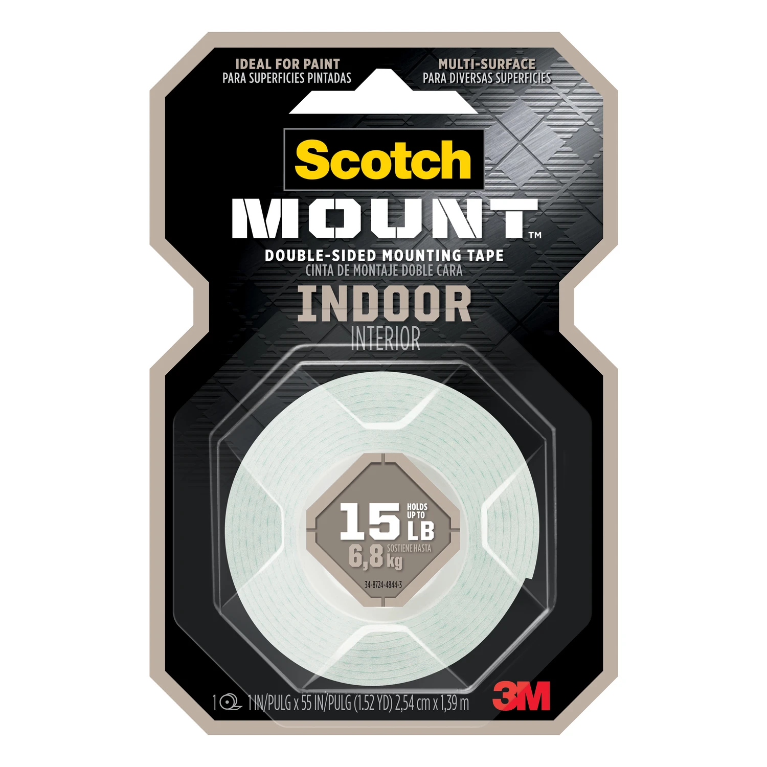 Indoor Double-Sided Mounting Tape, 1 x 55 In.
