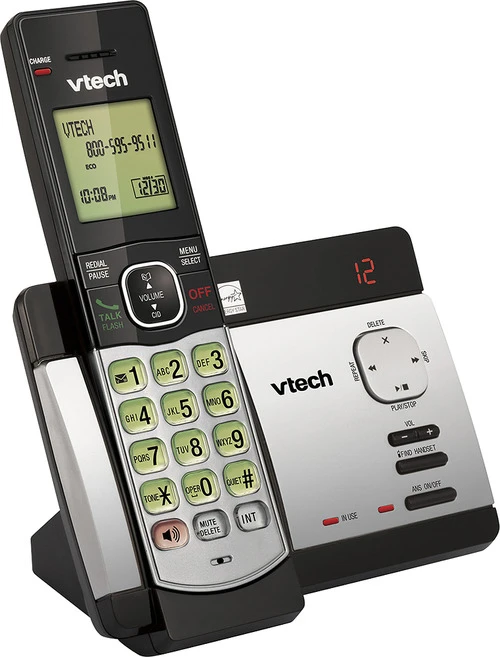 6.0 Expandable Cordless Phone with 1 Handset, Answering System and Caller ID, Silver/Black