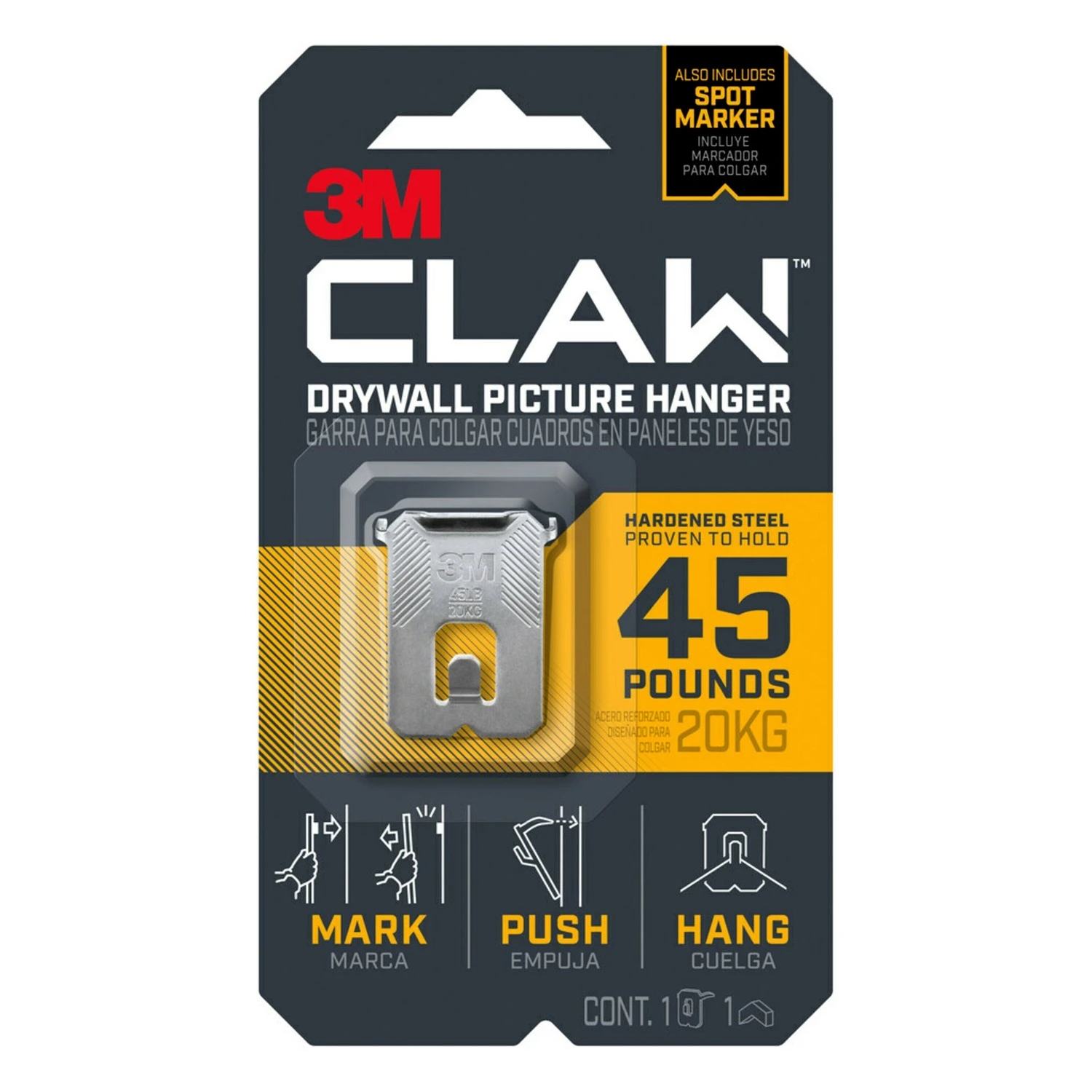 CLAW Drywall Picture Hanger & Marker, Holds 45-Lbs.