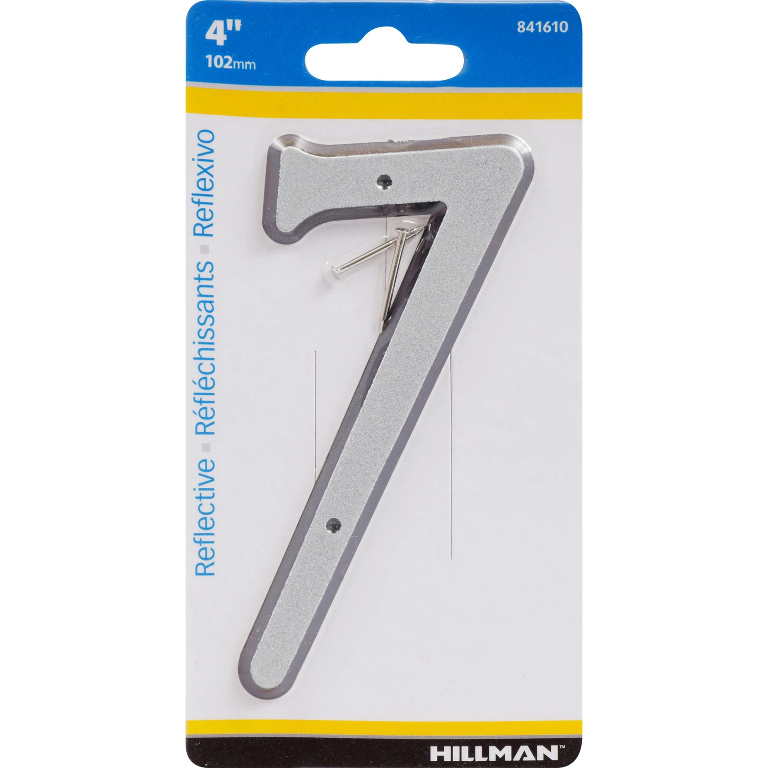 House Address Number 7, Nail-On, Reflective Plastic, 4-In.
