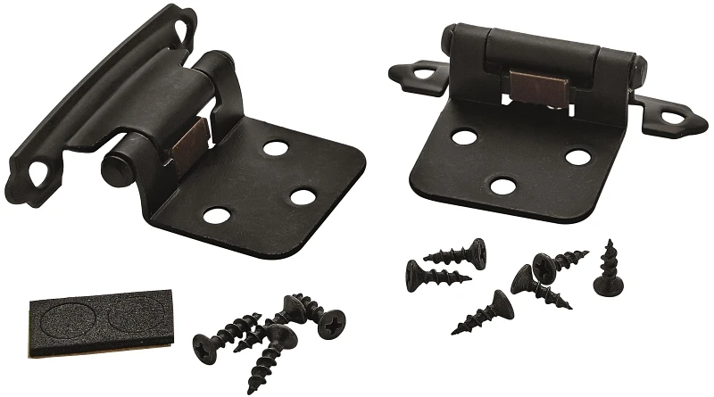 Cabinet Hinge, Self-Closing, Flat Black, Variable Overlay, 2-Pk.