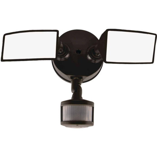 Halo Motion-Activated LED Floodlight, Squared Twin Fixture, Selectable Brightness, Aluminum, Bronze