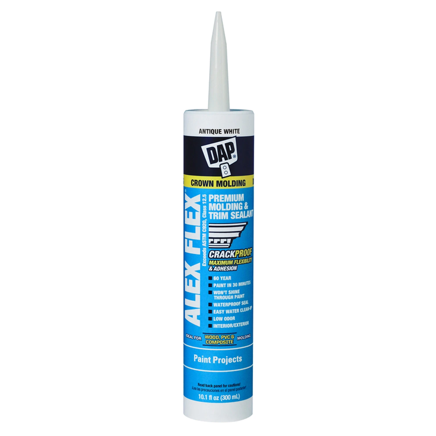 Alex Flex Premium Sealant for Molding & Trim, Acrylic Latex, Antique White, 10.1-oz.