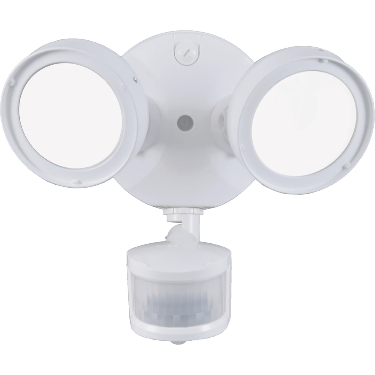 Halo Motion-Activated LED Floodlight, Round Twin Fixture, Selectable Brightness, Aluminum, White