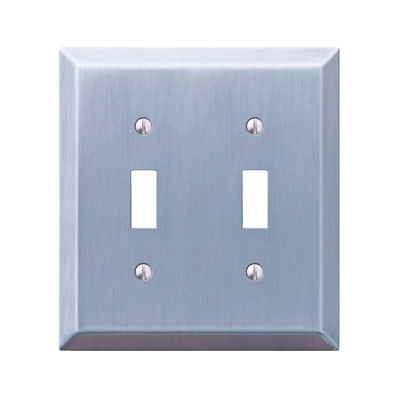 Century Wall Plate, Brushed Nickel, Steel, 2 Toggle