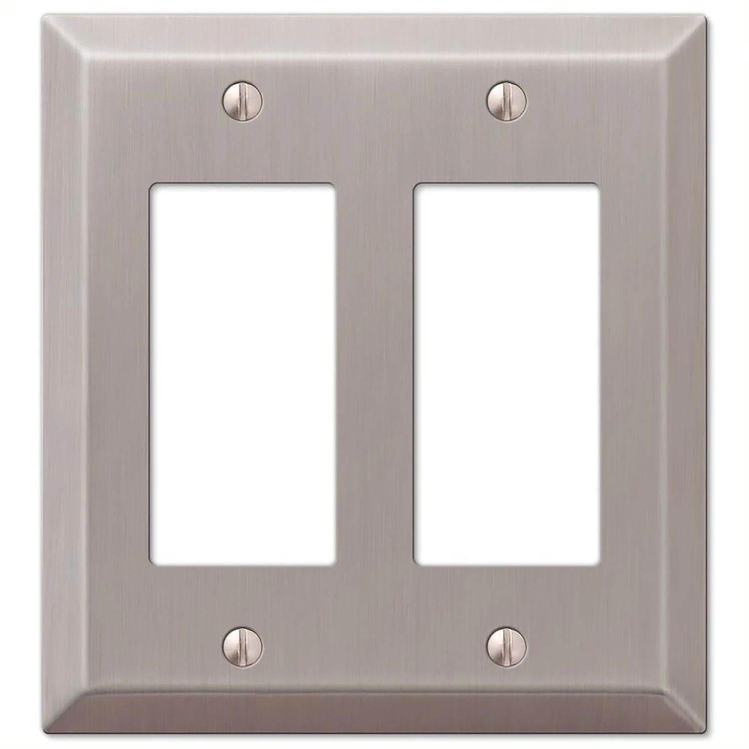 Century Wall Plate, Brushed Nickel, Steel, 2 Rocker