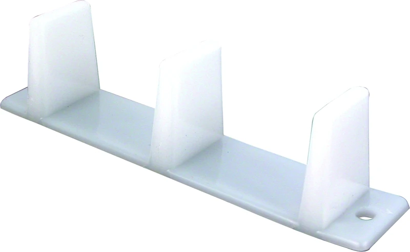 Bypass Sliding Closet Door Bottom Guide, 4-3/16 In., Plastic, White, 2-Pk.