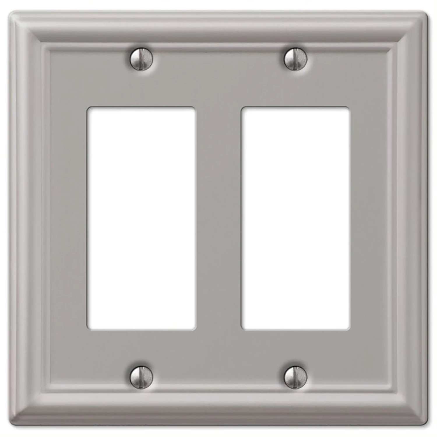 Chelsea Wall Plate, Brushed Nickel, Steel, 2 Rocker