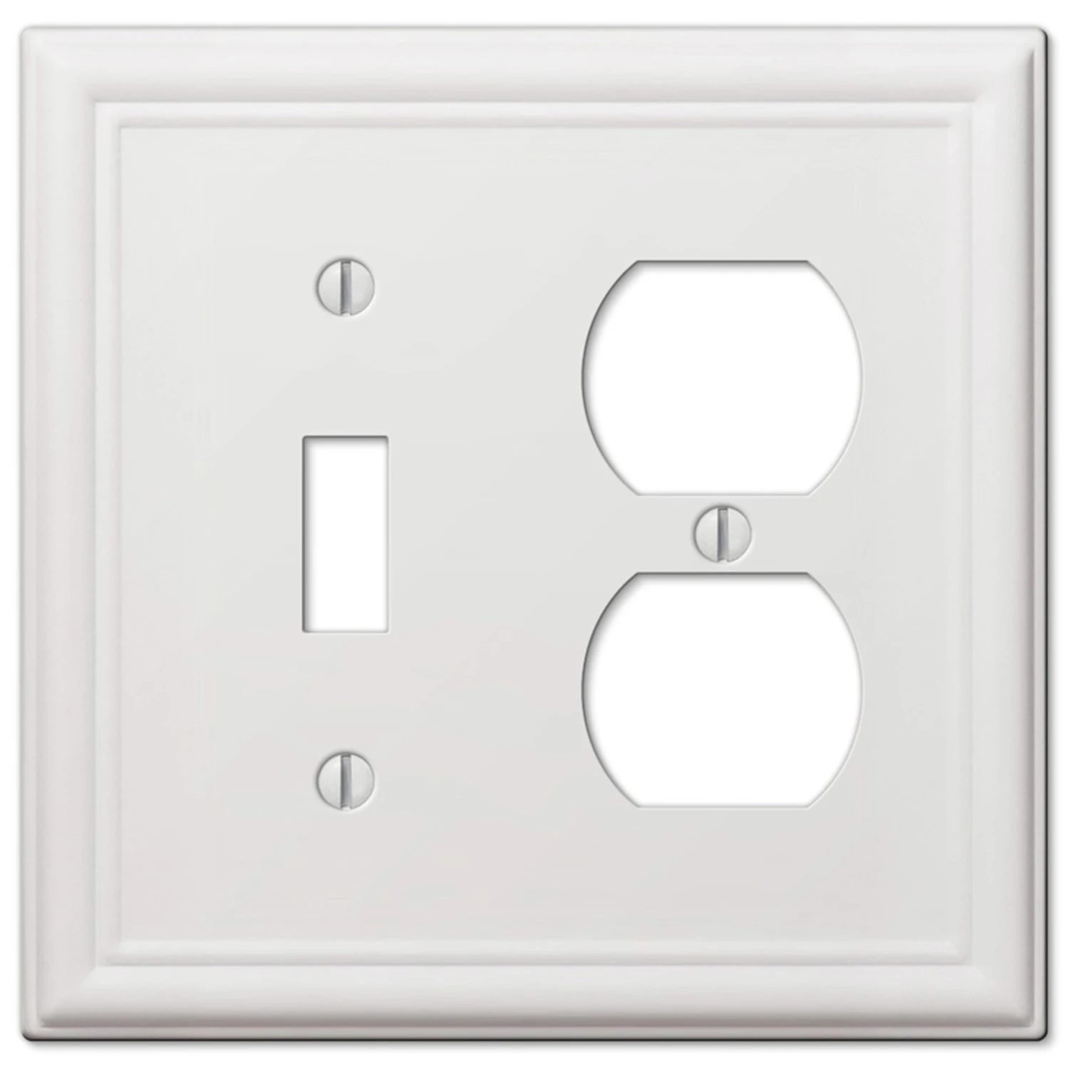 Chelsea Wall Plate, White, Steel, 1 Toggle/ 1 Duplex