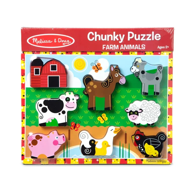 8-Pc. Farm Puzzle, Chunky Wooden Pieces, Ages 2 & Up