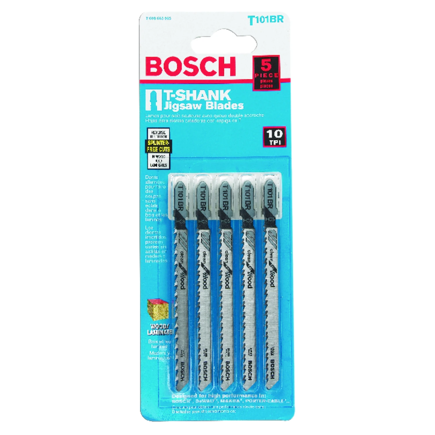 High Carbide Steel T-Shank Jigsaw Blade, 4-In., 10-TPI, 5-Pk.