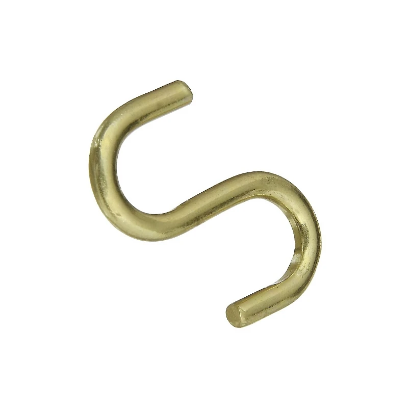 Open S Hook, Brass, 1 In., 3-Pk.