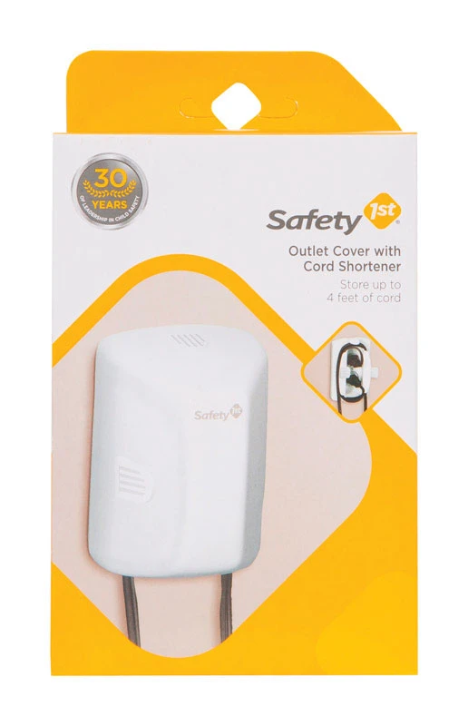 Outlet Cover with Cord Shortener, White.