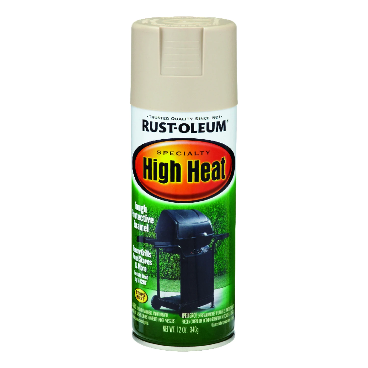 Stops Rust High-Heat Spray Paint, Almond, 12 oz.