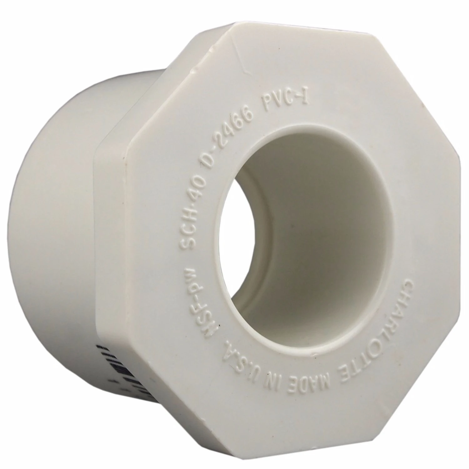 Schedule 40 Reducing Pipe Bushing, White, 4 x 3 In. Spigot x Slip