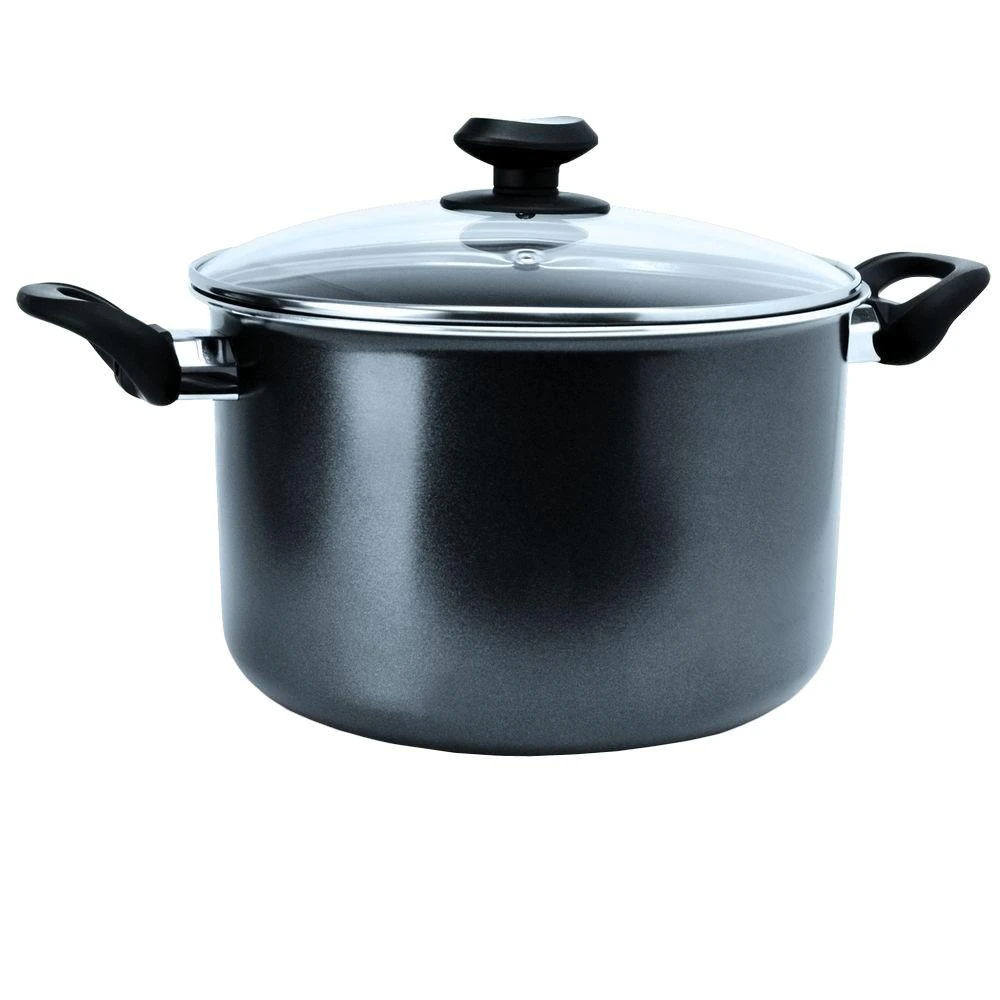 Elements Stock Pot, Non-Stick Coated Aluminum, Glass Lid, 8 Qts.