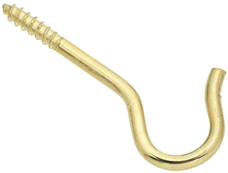 Ceiling Hook, Brass, 25-Lb. Load, 2.5 In.
