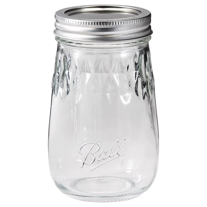 Fluted Mason Canning Jars with Lids, 16 oz., 4-Pk.