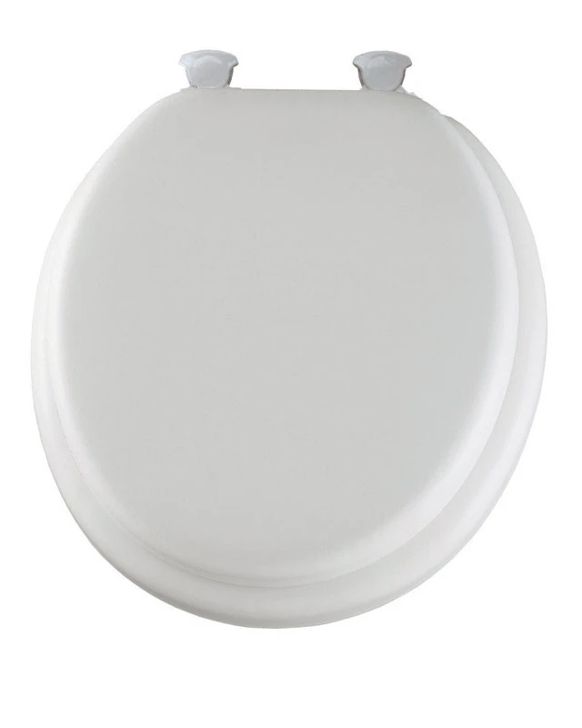 Round Cushioned Vinyl Soft Toilet Seat, Easy-Clean & Change Hinge, White