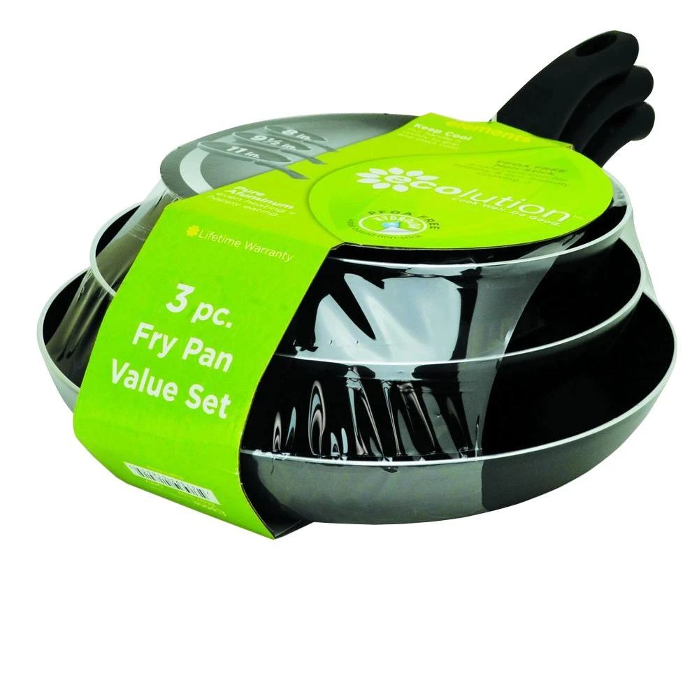 Elements 3-Pc. Fry Pan Set, Non-Stick Coated Aluminum, Gray