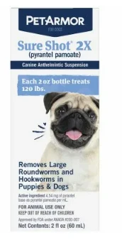 Sure Shot 2X (Pyrantel Pamoate) Liquid Wormer for Dogs and Puppies, 2-oz.