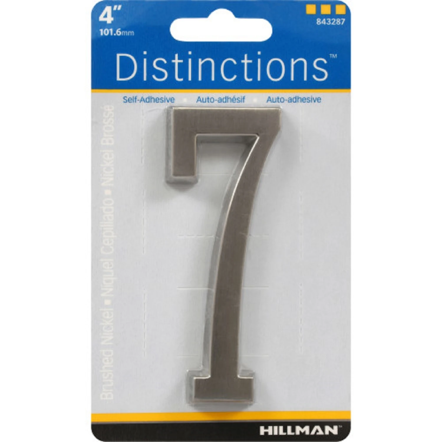Distinctions Adhesive House Address Number 7, Nickel, 4-In.