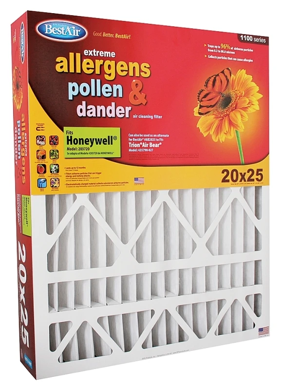20x25 x 4 In. Honeywell Pleated Air Filter, MERV 8, Electrostatically Charged, 1 Year