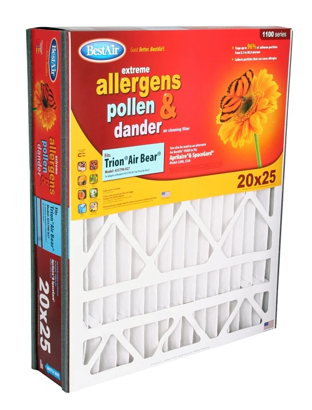 20x25x5 In. Air Bear Pleated Air Filter, MERV 11, Electrostatically Charged, 1 Year