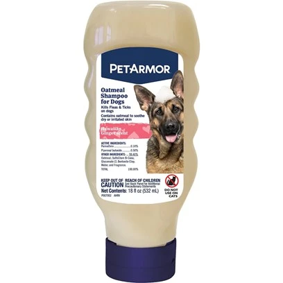 Flea & Tick Protection Oatmeal Dog Shampoo, Hawaiian Ginger Scent, 18-oz.