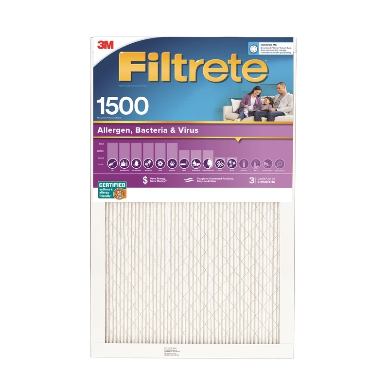 24x30 x 1 In. Ultra Allergen Pleated Furnace Air Filter, Purple, MPR 1500, 3 Months