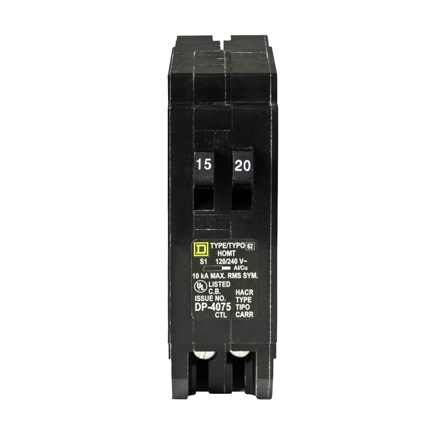 Homeline Single Pole Tandem Circuit Breaker, 15-Amp & 20-Amp