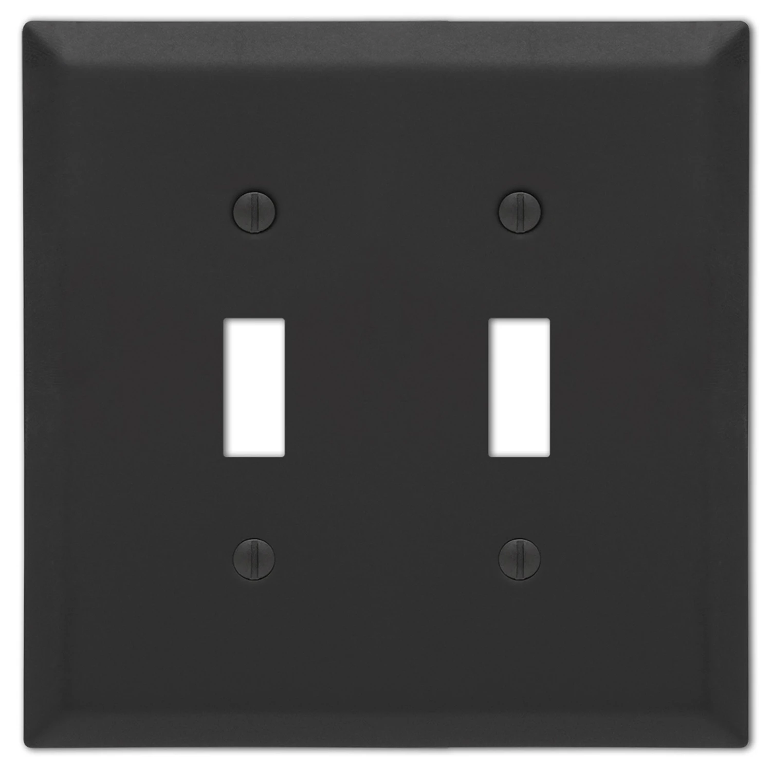Century Wall Plate, Matte Black, Steel, 2 Toggle