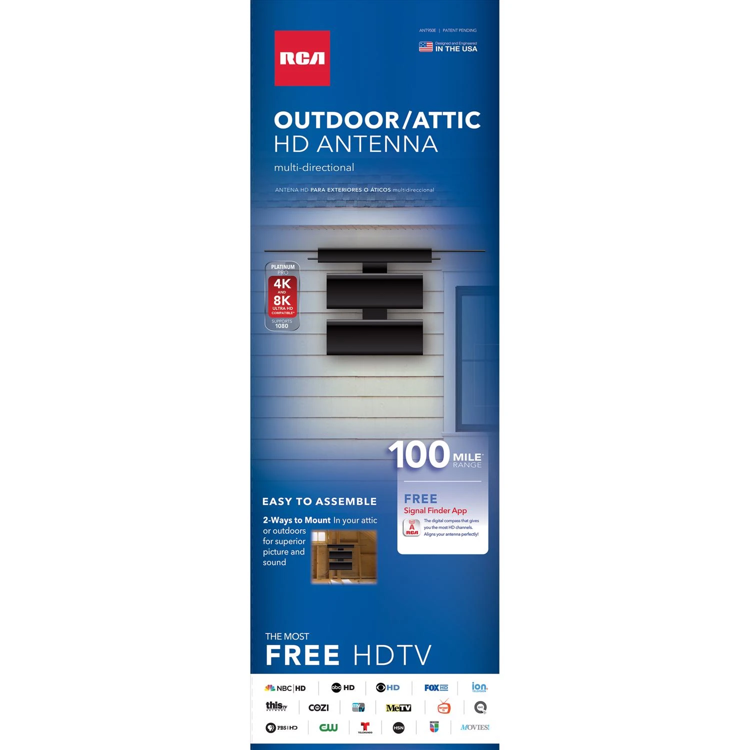 HDTV Antenna, Multi Directional, Outdoors/Attic