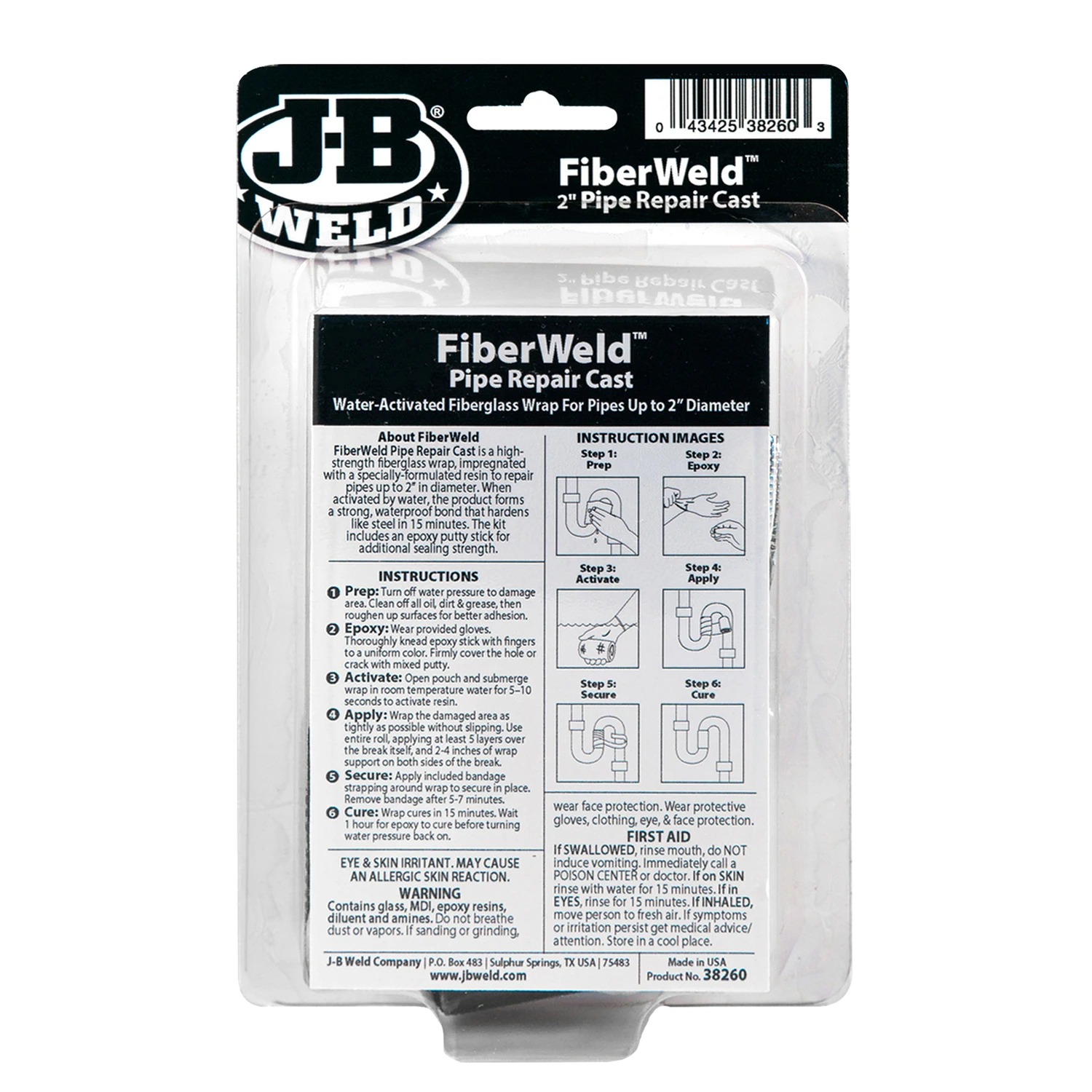 FiberWeld Pipe Repair Cast Kit with FiberFix, 2 In. Pipes