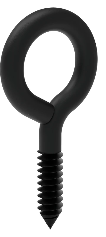 #8 Lag Screw Eye, Black, 1-5/8 In.