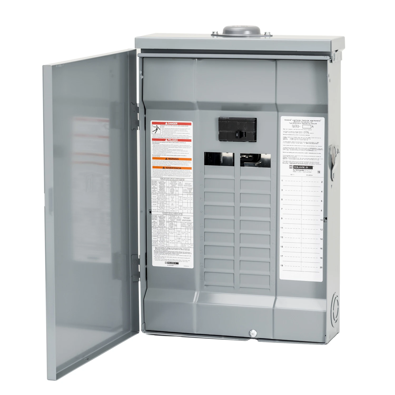Homeline Main Breaker Installed Load Center, 40 Poles, 100-Amp