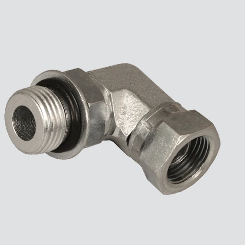 90 Degree Hydraulic Adapter, 3/8-In. Male 0-Ring x 3/8-In. FP Swivel