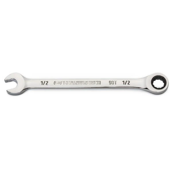 Combination Ratcheting Wrench, 90-Tooth, 12-Point, 1/2 In.