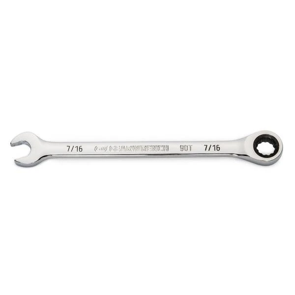 Combination Ratcheting Wrench, 90-Tooth, 12-Point, 7/16 In.